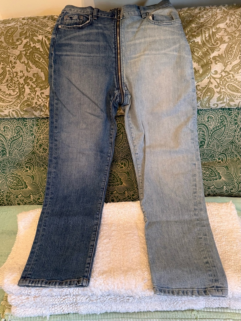 Two-Tone Blue Straight-Leg Women's Jeans
